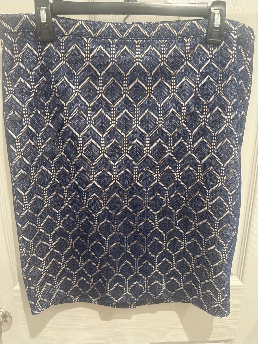 The Limited Navy Chevron Knit Pencil Skirt